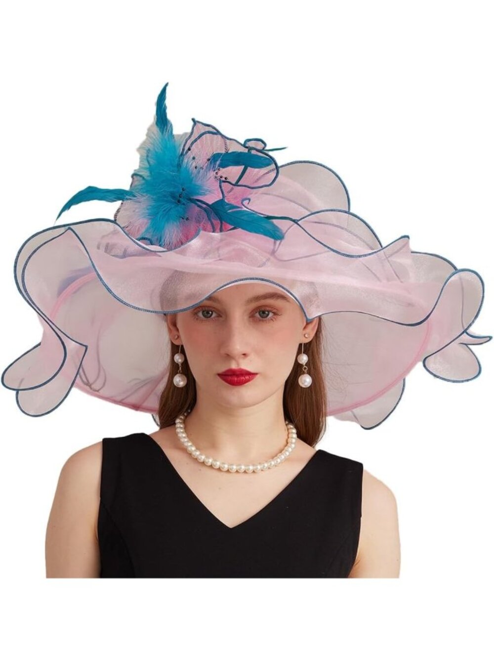 Elegant Organza Derby Hats for Women | Floral Sun Visor Caps & Wide Brim
